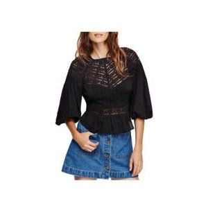 NWT Free People back pleated crepe top sz L